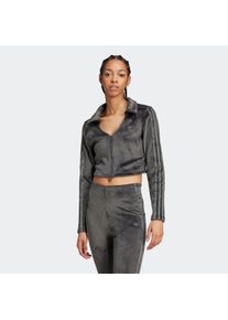 Sweatjacke adidas originals "RIB", Damen, Gr. L, grau (carbon), Obermaterial: 94% Polyester, 6% Elasthan, angesetztes B&uuml;ndchen, Sweatjacken Sweatjacke