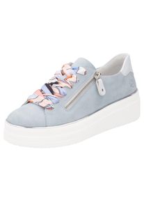 Plateausneaker Remonte, Damen, Gr. 39, wei&szlig; (hellblau, wei&szlig;), Veloursleder, kontrastfarbene Details, Schuhe Plateausneaker, Freizeitschuh, Halbschuh, Schn&uuml;rschuh mit seitlichem Rei&szlig;verschluss