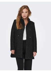 Langjacke Only "ONLNEWSOPHIA WOOL COAT OTW CC", Damen, Gr. L, schwarz (schwarz detail:melange), Web, Obermaterial: 70% Polyester, 30% Wolle, meliert, regular fit Po-bedeckend, Jacken Langjacke, Materialmix