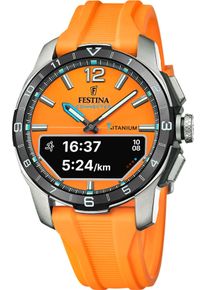 Smartwatch Festina "Connected D", orange, Smartwatches, Herren, Smartwatch, Quarzuhr, Armbanduhr, Herrenuhr, Schrittz&auml;hler, Weltzeit, Stoppfunkt.