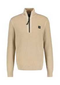 Troyer Lerros, Herren, Gr. S, beige (tender beige melange), Strick, Obermaterial: 100% Baumwolle, meliert, slim fit taillenbedeckt, ohne Ausschnitt, Rippb&uuml;ndchen, Pullover Troyer, mit Logo Stickerei