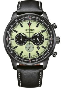 Chronograph Citizen, schwarz, Armbanduhren, Herren, Chronograph, Armbanduhr, Herrenuhr, Solar, Stoppfunktion, Lederarmband