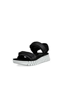 Sandalette Ecco "Ecco GRUUV SOL W", Damen, Gr. 36, schwarz, Leder, Schuhe Sandalette, Plateau, Sommerschuh, Sandalette mit praktischem Klettverschluss