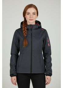 Softshelljacke CMP "WOMAN JACKET ZIP HOOD", Damen, Gr. 36, schwarz, Softshell, Obermaterial: 100% Polyester, normal, hoch geschlossener Ausschnitt, mit Windstopper, Jacken Softshelljacke, sportlicher Stil, mit abnehmbarer Kapuze, wasserdicht, atmungsaktiv