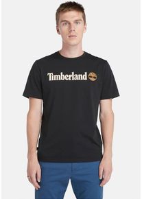T-Shirt Timberland "KENNEBEC RIVER Linear Logo Short Sl", Herren, Gr. M, schwarz, Jersey, Obermaterial: 100% Baumwolle, unifarben, Rundhals, abgesteppt, Shirts T-Shirt
