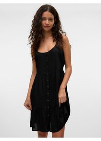 V&eacute;ro Moda Tr&auml;gerkleid VERO MODA "VMBUMPY SHORT SINGLET DRESS WVN GA NOOS", Damen, Gr. M, N-Gr, schwarz, Web, Obermaterial: 100% Viskose, unifarben, relaxed fit ca. Mitte Oberschenkel, Rundhals, Kleider Tr&auml;gerkleid, Sommerkleid