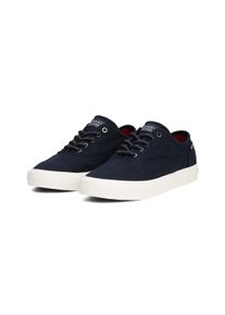 Sneaker Tommy Hilfiger "TH HI VULC LOW OXFORD TWILL", Herren, Gr. 43, blau (dunkelblau), Textil, Schuhe Sneaker, Freizeitschuh, Halbschuh, Schn&uuml;rschuh mit Label an der Ferse