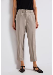 Paperbag-Hose Street One, Damen, Gr. 40, L&auml;nge 28, tumbled beige, Web, Obermaterial: 76% Polyester, 19% Viskose, 5% Elasthan, unifarben, loose fit lang, Hosen Paperbag-Hose, im Melange-Look und mit Stretch