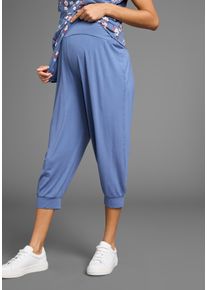 Umstandsharemshose Neun Monate "Viskose Haremshose f&uuml;r Schwangerschaft und Stillzeit", Damen, Gr. 44/46, N-Gr, blau, Jersey, Obermaterial: 95% Viskose, 5% Elasthan, unifarben, Basic, weit ca. Mitte Wade, Hosen Umstandsharemshose, mit elastischem Bund