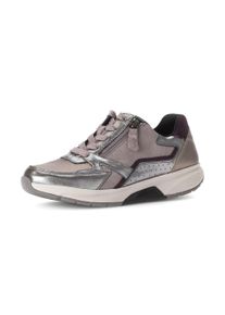 Keilsneaker ROLLINGSOFT, Damen, Gr. 39, silber (grau, altrosa, silberfarben), Veloursleder, Ziegenleder, metallic, Schuhe Keilsneaker, Schn&uuml;rer, Halbschuh, Freizeitschuh mit zus&auml;tzlichem Rei&szlig;verschluss
