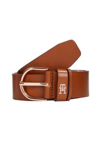 Lederg&uuml;rtel Tommy Hilfiger "ESSENTIAL EFFORTLESS 3.5 cm breit", Damen, Gr. 70, braun (cognac), Rindsleder, unifarben, G&uuml;rtel Lederg&uuml;rtel, Ovale Einfachdornschlie&szlig;e, Logoemblem