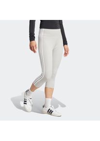 Leggings adidas originals "3S CAPRI LGNS", Damen, Gr. XS, N-Gr, grau (grau two), Obermaterial: 79% Polyester, 21% Elasthan, Hosen Leggings, sportliche Schnittform, f&uuml;r Laufen, stretchiges Material