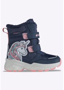 Winterboots Lotto, M&auml;dchen, Gr. 32, blau (navy, pink), Synthetik, Schuhe Winterboots, Winterschuhe, Winterstiefel, wasserdicht & mit Blinkfunktion