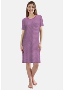 G&ouml;tzburg Nachthemd G&Ouml;TZBURG, Damen, Gr. 46, N-Gr, rot, mittel, ringel, Single Jersey, Obermaterial: 100% Baumwolle, bequem knielang, Rundhals, gerader Abschluss, Kleider Nachthemd, knielang, gestreift, Kurzarm, Rundhalsausschnitt, Baumwolle