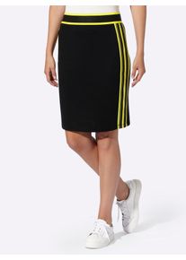 Jerseyrock Heine, Damen, Gr. 48, schwarz, 70% Viskose, 25% Polyamid, 5% Elasthan, gemustert, gestreift, unifarben, kurz, R&ouml;cke Jerseyrock