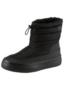 Snowboots Calvin Klein Jeans "VULC FLATF SNOWBOOT NYLON MIX MG", Damen, Gr. 39, schwarz, Lederimitat, Nylon, unifarben, Basic, Schuhe Snowboots, Winterboots, Winterstiefelette, Warmfutter, mit CK-Logo