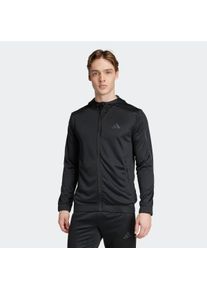 Kapuzensweatjacke adidas Performance "TRAIN ESSENTIALS SEASONALS FULL-ZIP HOODIE", Herren, Gr. XL, schwarz, Obermaterial: 100% Polyester, angesetztes B&uuml;ndchen, Sweatjacken Kapuzensweatjacke