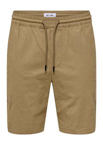 Only & Sons Chinoshorts ONLY & SONS "ONSCAPRI SLIM SLUB CHINO SHORTS OTL", Damen, Gr. XL, N-Gr, teak, Web, Obermaterial: 98% Baumwolle, 2% Elasthan, unifarben, slim fit knielang, Hosen Chinoshorts