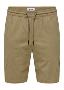 Only & Sons Chinoshorts ONLY & SONS "ONSCAPRI SLIM SLUB CHINO SHORTS OTL", Damen, Gr. L, N-Gr, teak, Web, Obermaterial: 98% Baumwolle, 2% Elasthan, unifarben, slim fit knielang, Hosen Chinoshorts