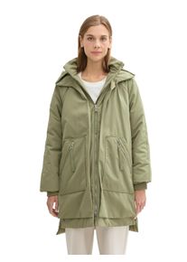 Winterjacke Tom Tailor Denim, Damen, Gr. L (40), gr&uuml;n (grauish gr&uuml;n), Web, Obermaterial: 85% Polyester, 15% Baumwolle. Futter: 100% Polyester, unifarben, bequem ca. Mitte Oberschenkel, Rundhals, Jacken Winterjacke, mit Kapuze