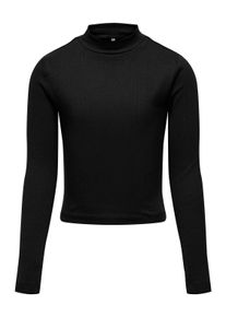 Langarmshirt KIDS Only "KOGLINEA LIFE L/S SHORT TOP JRS", M&auml;dchen, Gr. 122/128, schwarz, Jersey, Obermaterial: 92% Baumwolle, 8% Elasthan, unifarben, regular fit, Rundhals, Shirts Langarmshirt