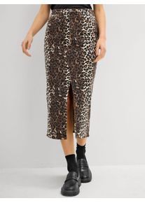 Bleistiftrock Inspirationen, Damen, Gr. 50, schoko, schwarz, bedruckt, 97% Baumwolle, 3% Elasthan, gemustert, wadenlang, R&ouml;cke Bleistiftrock