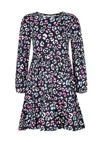 Midikleid happy girls, M&auml;dchen, Gr. 98, N-Gr, blau (navy), Jersey, Obermaterial: 100% Baumwolle, bedruckt, regular fit, Rundhals, Kleider Midikleid