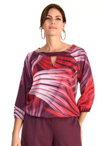 Shirtbluse, Damen, Gr. 36, rot (rot, bordeaux), Web, Obermaterial: 95% Polyester, 5% Elasthan, HERMANN LANGE Collection, bedruckt, bequem taillenlang, U-Boot-Ausschnitt, elastischer Bund, Blusen Shirtbluse, mit floralem Print