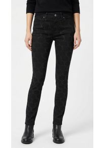 Skinny-fit-Jeans MAC "DREAM SKINNY chain glitter", Damen, Gr. 46, L&auml;nge 32, schwarz, schwarz, Denim/Jeans, Obermaterial: 83% Baumwolle, 15% Polyester, 2% Elasthan, gemustert, skinny fit kn&ouml;chellang, Jeans Skinny-fit-Jeans, mit Glitzersteine Muster