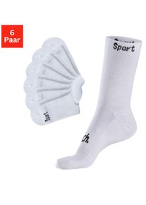 Sportsocken Bench., Herren, Gr. 39-42, wei&szlig; (6x wei&szlig;), Baumwollmischung, unifarben, elastisch, Socken Sportsocken, mit antibakterieller Feuchtigkeitsregulierung