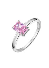 Fingerring Firetti "Schmuck Geschenk Silber 925 Damenring Ring Quadrat" Gr. 58, silberfarben, pink, Fingerringe, Damen, 58, Silber 925 (Sterlingsilber), 2mm, Fingerring, mit Zirkonia (synth.)
