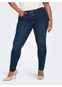 Skinny-fit-Jeans Only CARMAKOMA "CARSALLY MID SKINNY DNM BJ581", Damen, Gr. 46, L&auml;nge 32, blau (dunkelblau denim), Denim/Jeans, Obermaterial: 64% Baumwolle, 31% Polyester, 3% Viskose, 2% Elasthan, unifarben, skinny fit, Jeans Skinny-fit-Jeans