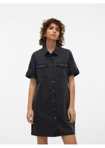V&eacute;ro Moda Jeanskleid VERO MODA "VMJENNIE SS SHORT DENIM DRESS NOOS", Damen, Gr. XS, N-Gr, schwarz (schwarz denim), Denim/Jeans, Obermaterial: 90% Baumwolle, 10% Viskose, unifarben, Kleider Jeanskleid