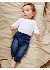 Schlupfjeans name it "NBMBUNDO DNMTRUEBO SWE PANT", Jungen, Gr. 68, N-Gr, blau (dunkelblau denim), Denim/Jeans, Obermaterial: 95% Baumwolle, 5% Elasthan, Abriebeffekte, relaxed fit normal, Jeans Schlupfjeans