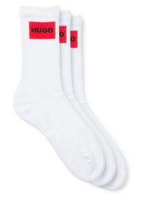 Freizeitsocken HUGO UNDERWEAR "3P QS RIB LABEL", Damen, Gr. 43-46, wei&szlig; (wei&szlig; 100), Baumwollmischung, elastisch, Socken Freizeitsocken, mit kontrastfarbenen HUGO Logo