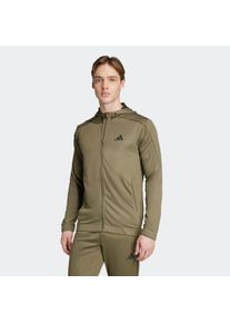 Kapuzensweatjacke adidas Performance "TRAIN ESSENTIALS SEASONALS FULL-ZIP HOODIE", Herren, Gr. XL, gr&uuml;n (olive strata), Obermaterial: 100% Polyester, angesetztes B&uuml;ndchen, Sweatjacken Kapuzensweatjacke
