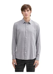 Langarmhemd Tom Tailor Denim, Damen, Gr. L, N-Gr, schwarz (schwarz structure), Obermaterial: 98% Baumwolle, 2% Polyester, gemustert, regular fit taillenbedeckt, ohne Ausschnitt, Manschette, Hemden Langarmhemd, mit Kentkragen