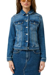 Jackenblazer QS, Damen, Gr. L (40), blau, Denim/Jeans, Obermaterial: 99% Baumwolle, 1% Elasthan, unifarben, normal h&uuml;ftbedeckend, Rundhals, 1-Knopf-Manschette, Blazer Jackenblazer, mit Knopfleiste und Stretch