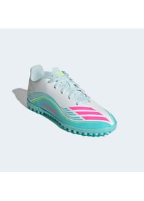Fu&szlig;ballschuh adidas Performance "F50 MESSI CLUB TURF KIDS", Kinder, Gr. 38,5, cloud wei&szlig;, lucid pink, flash aqua, Synthetik, Textil, Schuhe Fu&szlig;ballschuh, f&uuml;r Kunstrasen, Hart- und Aschenpl&auml;tze, f&uuml;r Kinder & Jugendliche