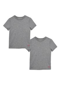 T-Shirt LEVI'S KIDS "2PK CREW NECK TEE", Jungen, Gr. S (122/128), grau (dkgrau htr), Jersey, Obermaterial: 100% Baumwolle, Basic, Rundhals, Shirts T-Shirt, for BOYS