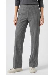 Anzughose MAC "CHIARA", Damen, Gr. 46, L&auml;nge 32, smoked grau stripes, Web, Obermaterial: 68% Polyester, 28% Viskose, 4% Elasthan, Nadelstreifen, regular fit kn&ouml;chellang, Hosen Anzughose, mit Logo Stickerei