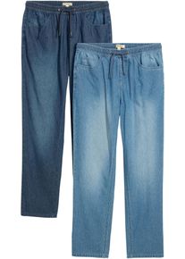Schlupfjeans bonprix, Herren, Gr. 52, N-Gr, blau denim, hellblau denim, Denim/Jeans, Obermaterial: 100% Baumwolle, klassisch, Jeans Schlupfjeans, klassischer Schnitt, aus reiner Baumwolle, mit Washed-Effekt