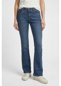 Bootcut-Jeans MAC "DETROIT flared", Damen, Gr. 46, L&auml;nge 32, essential mid blau, Denim/Jeans, Obermaterial: 99% Baumwolle, 1% Elasthan, bootcut fit lang, Jeans Bootcut-Jeans, Aufwendig gearbeitete Details an den Vordertaschen