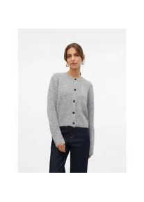 V&eacute;ro Moda Strickjacke VERO MODA "VMNOVAH LS O-NECK BUTTON CARDI GA NOOS", Damen, Gr. XL, grau (medium grau melange), Strick, Obermaterial: 70% Polyester, 21% Nylon, 8% Wolle, 1% Elasthan, unifarben, regular fit h&uuml;ftlang, Rundhals, Strickjacken Strickjacke