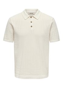 Only & Sons Polokragenpullover ONLY & SONS "ONSMOON REG 12 SS POLO KNIT NOOS", Herren, Gr. XL, egret, Strick, Obermaterial: 80% Baumwolle, 20% Nylon, unifarben, regular fit normal, ohne Ausschnitt, Pullover Polokragenpullover