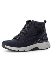 Schn&uuml;rboots ROLLINGSOFT, Damen, Gr. 38,5, blau (dunkelblau), Nubukleder, Schuhe Schn&uuml;rboots, Keilabsatz, Freitzeitschuh, High-Top-Sneaker, Label an der Ferse