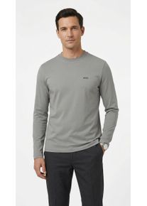 Langarmshirt BOSS Green "Tee Long", Herren, Gr. M, open grau063, Single Jersey, Obermaterial: 95% Baumwolle, 5% Elasthan, regular fit, Rundhals, eng eingefasste Kante, Shirts Langarmshirt, mit Rundhalsausschnitt