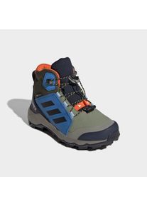 Wanderschuh adidas terrex "TERREX MID GORE-TEX", Jungen, Gr. 39, tengrn, cschwarz, rayblu, Synthetik, Textil, Schuhe Wanderschuh, wasserdicht dank Gore-Tex Membrane