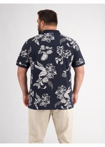 Poloshirt Lerros "Poloshirt mit floralem All-over-Print, grosse Gr&ouml;&szlig;en", Herren, Gr. 4XL, classic navy, 100% Baumwolle, ohne Ausschnitt, Shirts Poloshirt