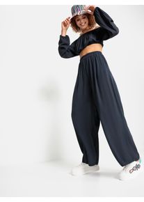 Schlupfhose LSCN BY LASCANA, Damen, Gr. 46, N-Gr, blau (dunkelblau), Cr&ecirc;pe, Obermaterial: 100% Viskose, unifarben, figurumspielend lang, Hosen Schlupfhose, aus Viskosecrepe